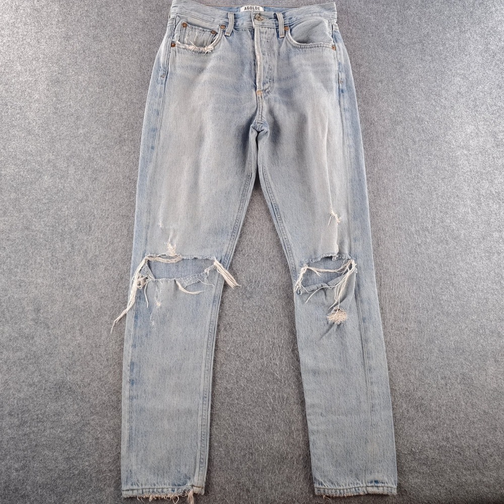 AGOLDE Jamie High Rise Classic Jeans Womens 24 Distressed Light Wash Straight